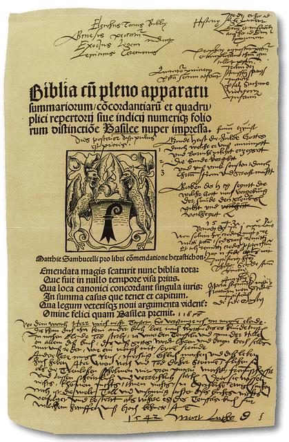 Titel von Luthers Handbibel von 1509 mit eigenhändigen Notizen. | Foto: Foto: SCM