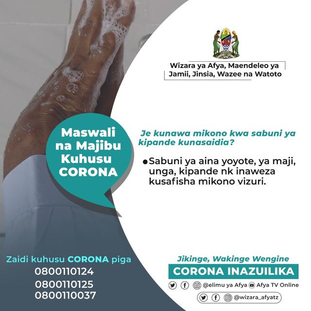 Hygiene-Information der Regierung in verschiedenen Sprachen, hier in Kiswahili. | Foto: Foto: Theophil Kayombo