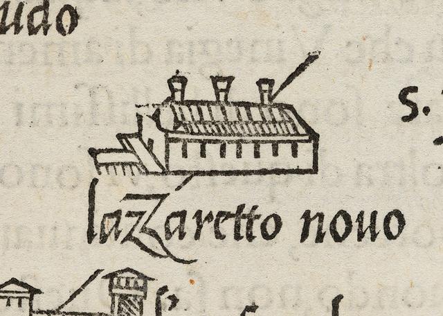 Das "Lazzaretto nuovo" in einer stilisierten Ansicht