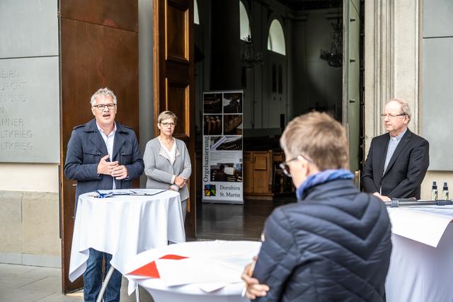 Corona / Pressegespräch zur Wiederaufnahme der Gottesdienste. Mit Bischof Dr. Benno Elbs, Pastoralamtsleiter Martin Fenkart  sowie Pastoral- und Gemeindeleitern Dr. Nora Bösch. Dornbirn St. Martin, 13. Mai 2020. | Foto: Katholische Kirche Vorarlberg / Dietmar Steinmair