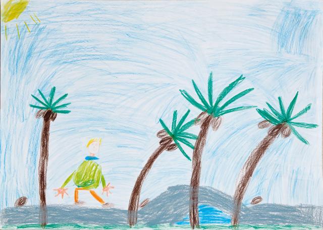 "Elias flüchtet" heißt das Bild, das Jakob (8) aus Ybbsitz für unseren Bibel-Malwettbewerb im vorigen Schuljahr eingeschickt hat.