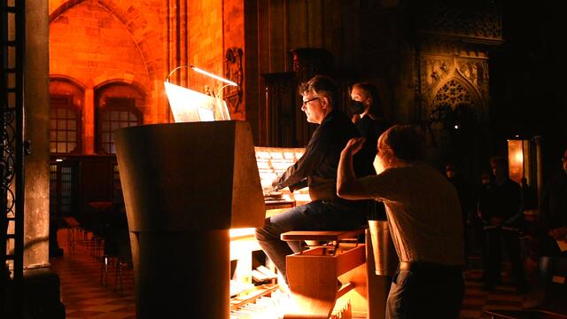 Wiener Stephansdom: Domorganist Konstantin Reymaier zeigte seine Künste an der renovierten Riesenorgel. Besucher bewunderten sein Spiel. | Foto: Markus A. Langer