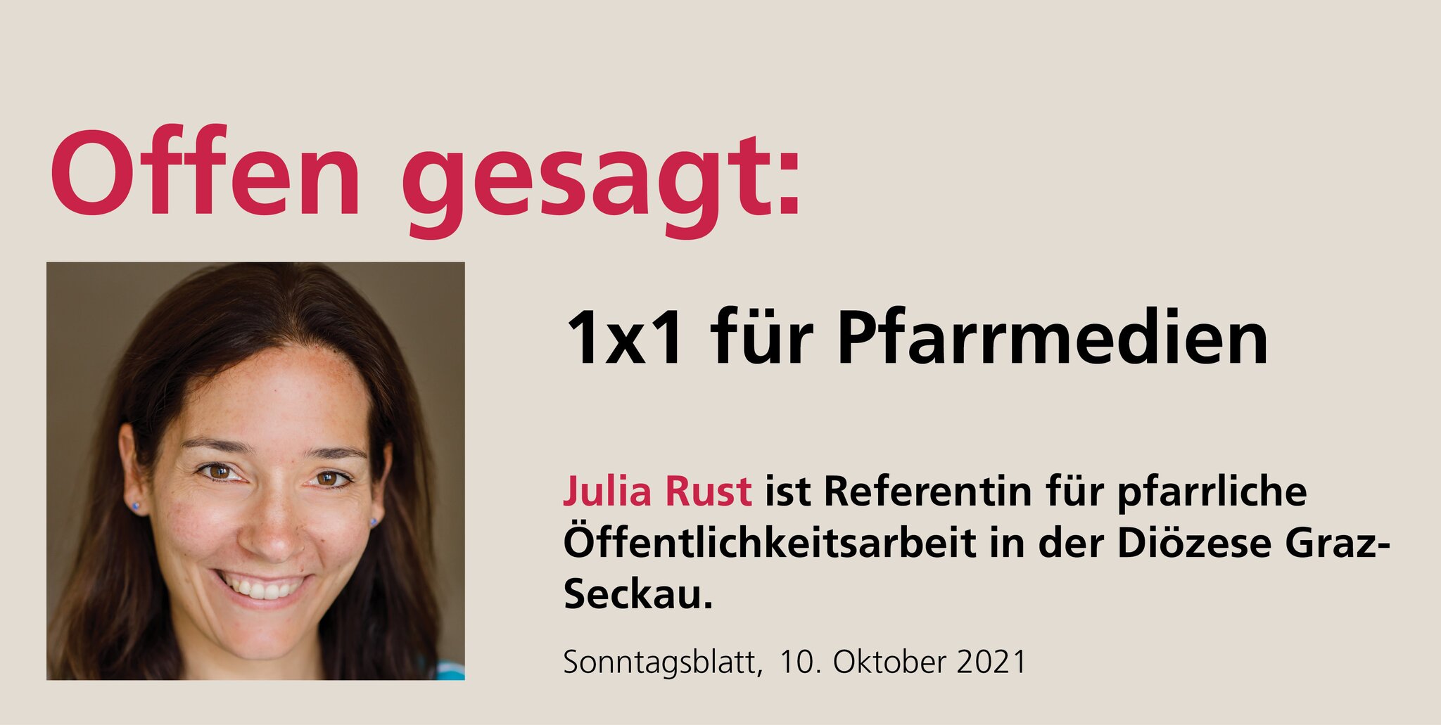 Offen gesagt - Julia Rust: 1x1 für Pfarrmedien - Steiermark | SONNTAGSBLATT