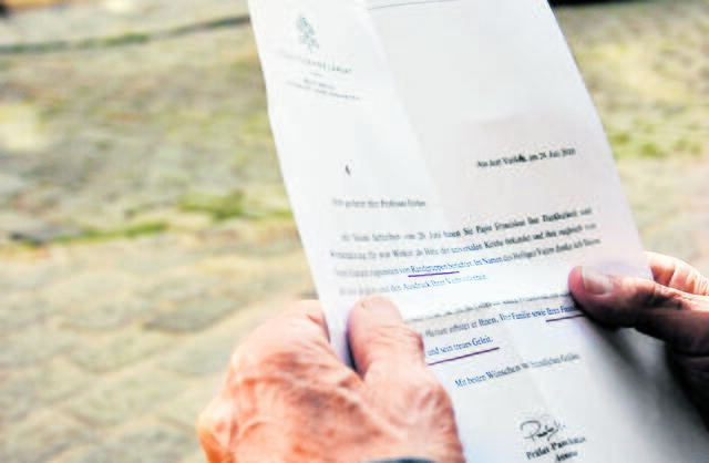 Brief vom vatikanischen Staatsekretariat an Professor Roland Girtler.