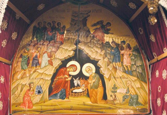 Ikone der Geburt Jesu über der Geburtsgrotte in Betlehem. | Foto: Hans Hollerweger