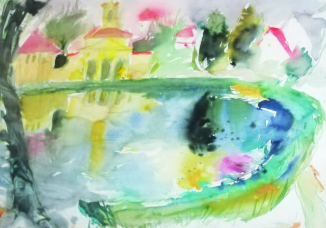 Maschinenteich im Eisenstädter Schlosspark – aus dem Eisenstadt-Zyklus, Aquarell, undatiert. | Foto: LUCIA REISNER