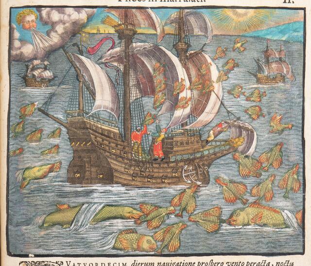 Schiffsdarstellung aus einem Atlas um 1600, Stiftsbibliothek St. Pölten/Diözesanarchiv St. Pölten. | Foto: Museum am Dom St. Pölten