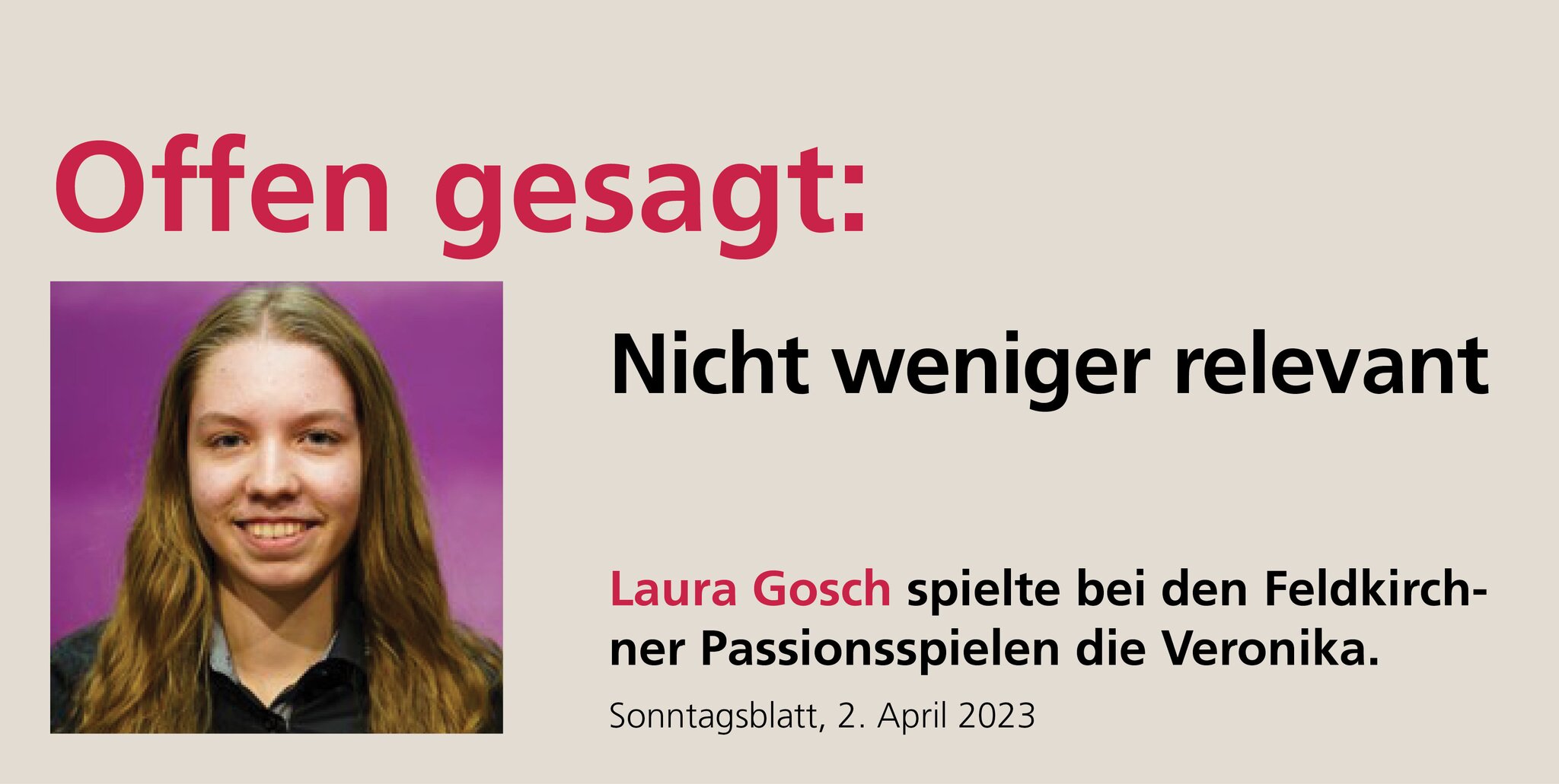 Laura Goetsch Offen gesagt - Laura Gosch: Nicht weniger relevant - Steiermark ...