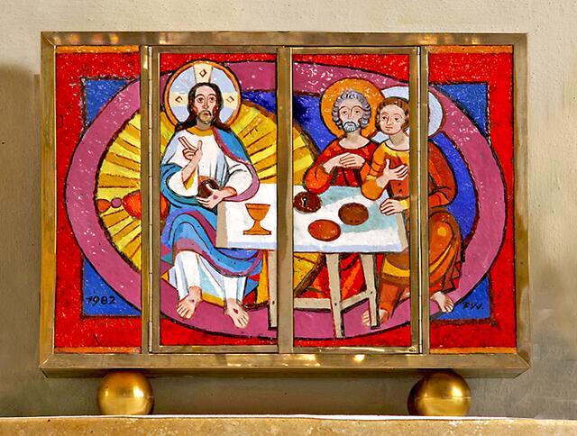 Mit Email stattete er einen Tabernakel in der Pfarrkirche von Bad Gleichenberg aus. Er zeigt Jesus mit den Emmausjüngern.
 | Foto: Diözesanmuseum