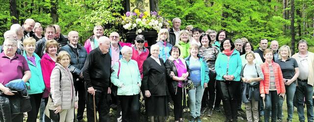 Steinberg an der Rabnitz. Die Bildeiche (auf dem Gebiet der Domäne Esterházy) ist bruchund sturzgefährdet und war deshalb zum letzten Mal Ort einer Maiandacht. Diese Andachtsstätte wurde nach dem Ende des Zweiten Weltkrieges von der Ortsbevölkerung zum Dank für den Schutz errichtet. In der Nähe dieser Eiche haben sich die Menschen vor den anrückenden Russen versteckt.