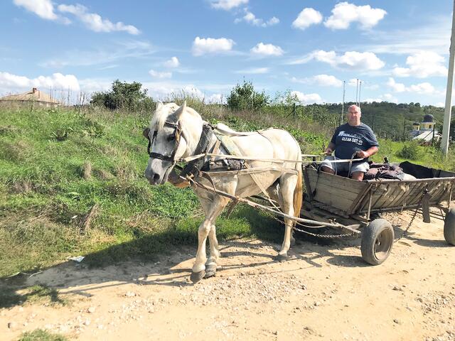 Essen auf Rädern wird im moldauischen Dorf Lapusna mit dem Pferdewagen ausgefahren. | Foto: Slouk