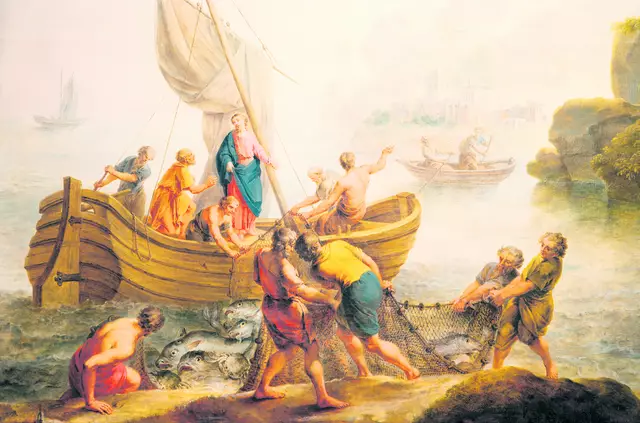 Gemälde von der Erzählung vom Fischfang (St. Peterskirche). 
 | Foto: Renáta Sedmáková - adobe.stock.com