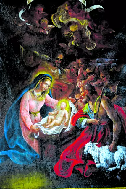 Die Gottesmutter Maria mit dem Jesuskind. Ausschnitt aus Bild in der Pfarrkirche Weikertschlag. 
 | Foto: Archiv