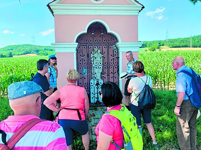 In Begleitung von Pfarrer Josef Balteanu ging es dem Jakobsweg entlang nach Kapelln. | Foto: Christiana Stöger