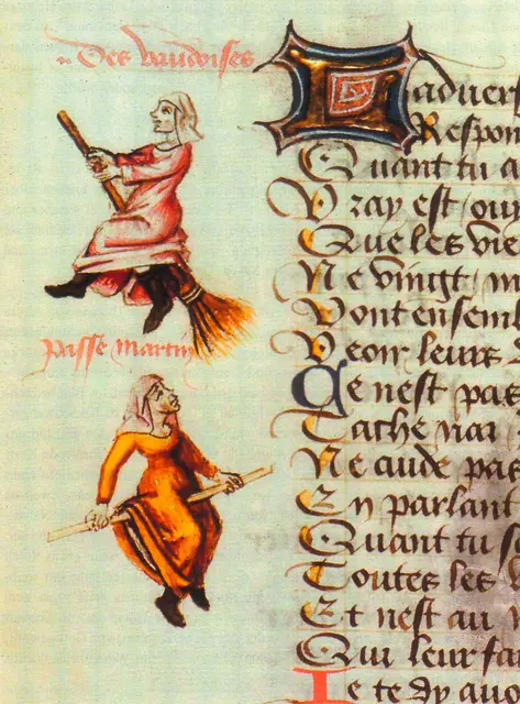 Darstellung des Hexenflugs (1451).
 | Foto: Foto: Wikimedia Commons / W. Schild. „Die Maleficia der Hexenleut‘“