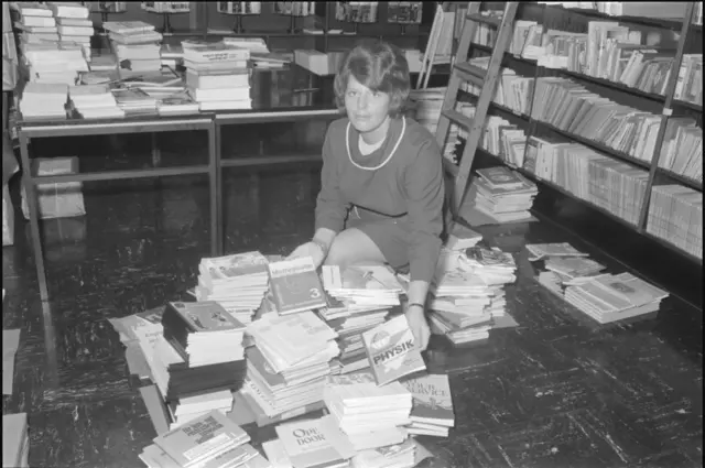 Schulbuchaktion, Schülerfreifahrt, Beihilfen: In Österreich wird durch zahlreiche Reformen der 1970er-Jahre der Bildungszugang stark ausgeweitet. Unter den Angehörigen sozial schwächerer Gesellschaftsschichten profitieren Mädchen ganz besonders. (Im Bild: Sortieren von Schulbüchern im Rahmen der Gratis-Schulbuchaktion im Jahr 1972.)
 | Foto: Kern/politik-lexikon.at Illustration:  iStock/ilyaliren