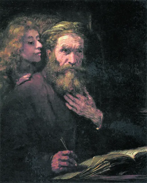 Rembrandt Harmenszoon van Rijn (1606-1669): Matthäus und der Engel. Zu sehen im Louvre-Lens in Lens, Frankreich. | Foto: Wikimedia Commons
