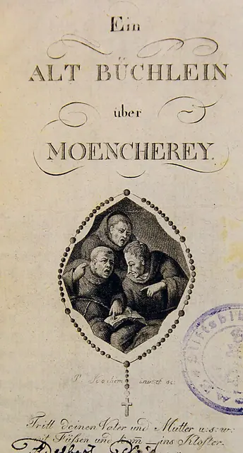 "Tritt deinen Vater und Mutter u.s.w. mit Füßen und komm ins Kloster" titelt eine feindselige Schmähschrift gegen das Klosterleben des 18. Jahrhunderts. Auch solche respektlosen Druckwerke wurden in die Sammlung aufgenommen. | Foto: Stiftsbibliothek Zwettl