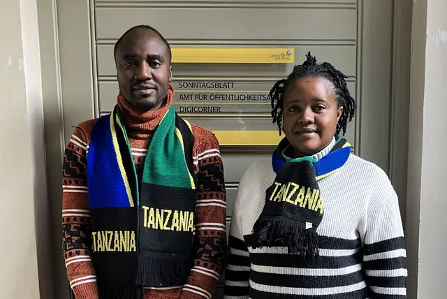 Auf ihrer ersten Europa-Reise besuchten Athanas M. Kiyumbi (li.) und seine Kollegin Mary John Meidimi auch die Steiermark und erzählten von Hilfsprojekten in ihrer Heimat. | Foto: Steiner