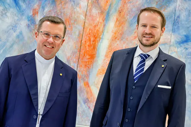 Weihbischof Johannes Freitag (l.) und Lukas Grangl (r.) werden das Generalvikariat in gemeinsam verantworteter Leitung übernehmen. | Foto: Neuhold