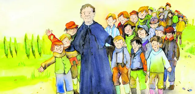 Der heilige Don Bosco (1815-1888) hat Turin in Italien gelebt. Dort kümmerte er sich um arme Kinder und Jugendliche. Sein Gedenktag ist am 
31. Jänner.  | Foto: Illustration: Petra Lefin/Don Bosco Medien München