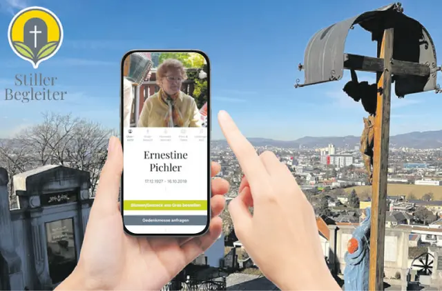 Stiller Begleiter ist eine kostenlose Smartphone-App und bietet neben GPS-Navigation, Dienstleistungen rund ums Grab, digitale Erinnerungen und Unterstützung in schweren Stunden. | Foto: KK
