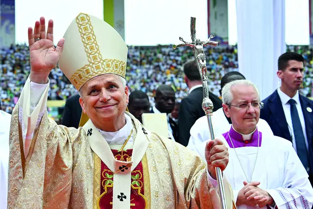 Papst Leo XIV. bei einem Gottesdienst am 23. April im Stadion von Malabo, Äquatorialguinea.  | Foto: Romano Siciliani/KNA