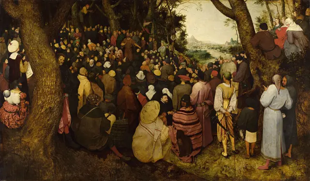 Wenn Predigen das Herz berührt, geschieht echte Verkündigung, sagt Pater Hans Hütter. Das Bild zeigt das Gemälde „Die Predigt Johannes des Täufers“ von Pieter Bruegel dem Älteren aus dem Jahr 1566. Das 
Ölbild auf Holz ist nach einer Szene aus den Evangelien nach Matthäus und Lukas benannt und befindet sich im ungarischen Kunstmuseum Szépművészeti Múzeum in Budapest. | Foto: wmc