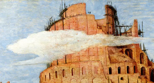 Über den Wolken muss die Freiheit wohl grenzenlos sein … Wer in den Himmel strebt und dabei auf Gott vergisst, bewirkt Zersplitterung statt Vereinung. Der Turmbau zu Babel, dessen Scheitern Pieter Bruegel der Ältere 1563 (Detail) eindrucksvoll gemalt hat, ist ein mahnendes Bild dafür.  | Foto: Wikimedia