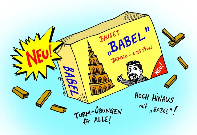 Als Himmelfahrtskommando entpuppte sich der Turmbau zu Babel. Oder – wie René Benko sagen würde: Ein großes unternehmerisches Vorbild. Der Mensch neigt zur Überschätzung seiner Fertigkeiten und zur Unterschätzung seiner Verantwortung. | Foto: Cartoon: Josef Promitzer