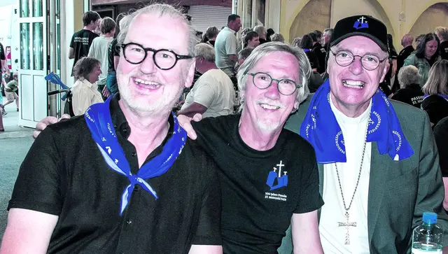 Passionsspielpfarrer und Spielleiter Richard Geier, Regisseur Manfred Waba, Diözesanbischof Ägidius J. Zsifkovics
 | Foto: Passionsspiele St. Margarethen