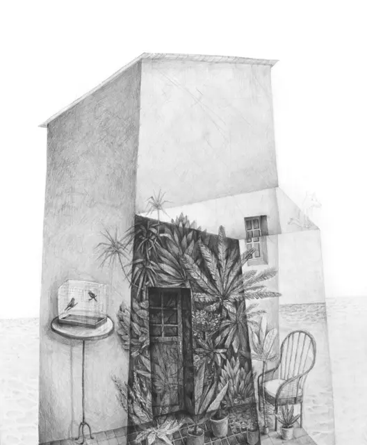 Zu ersteigern ist auch Stefan Zaitsits’ „Haus mit Wintergarten“ (2019).