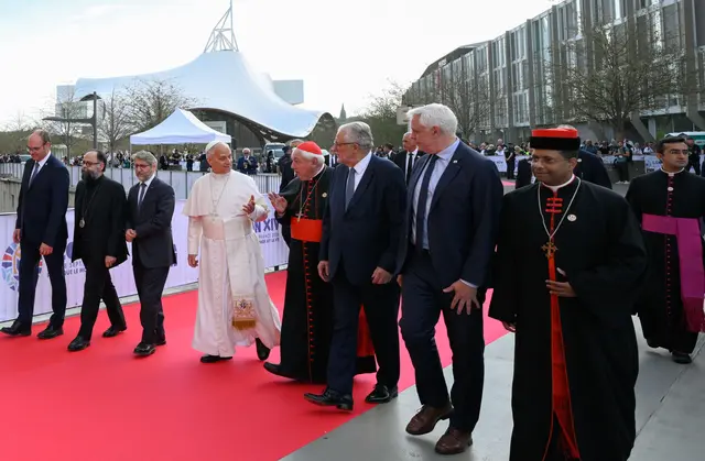 Papst Leo XIV. am 28. September bei einem interreligiösen Treffen in Metz. | Foto: KNA