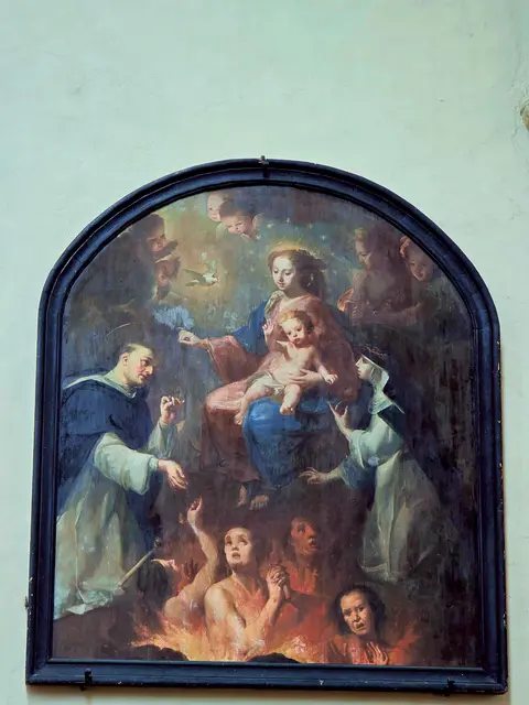 Der Rosenkranz ist die Kette, 
die uns zu Gott erhebt und uns an ihn bindet.
(Schwester Lucia von Fatima) | Foto: Martin Johann Schmidt: Rosenkranzmadonna mit den Heiligen Dominikus und Katharina von Siena. Pfarrkirche und ehem. Dominikanerinnenkirche Mariä Geburt in Imbach. Foto: zVg