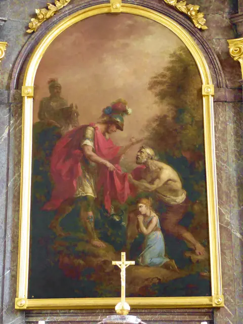 Was ihr für einen meiner geringsten Brüder getan habt, das habt ihr mir getan. Mt 25,40

(Altarbild in der Pfarrkirche Türnitz, gemalt von Johann Josef Schindler, 1808: Der heilige Martin teilt den Mantel.) | Foto: Wikimedia Commons