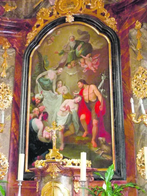 Er sagte: Ich bin die Stimme eines Rufers in der Wüste. Ebnet den Weg für den Herrn. Joh 1,23
(JOHANNES DER TÄUFER, Gedenktag 24. Juni) | Foto: Altarbild der Pfarrkirche St. Johannes der Täufer in Weinburg. Credit: Von BSonne _ Eigenes Werk, CC BY-SA 3,0, https://commons.wikimedia.org/W/index-php?curid-43381527